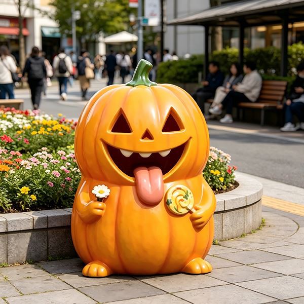 Fiberglass Pumpkin Trash Can