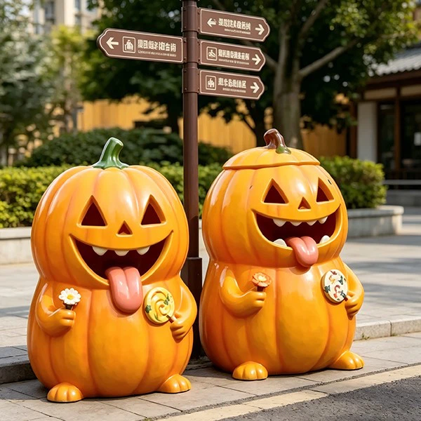 Fiberglass Pumpkin Trash Can2 Fiberglass Pumpkin Trash Can2